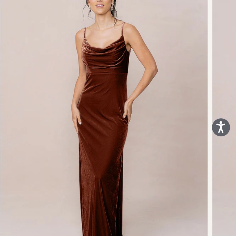 Revelry Skye Velvet Dress in Rust